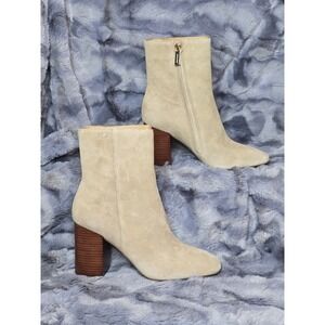 NWB Michael Kors Hazel Booties‎ Size 8M Tan Suede Leather Block Heel